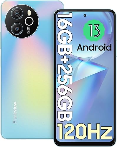Blackview Shark8 teléfonos desbloqueados, 16GB+256GBSD 2TB teléfonos Android, MTK G99, 120Hz 6.78" FHD+, 33W carga rápida 5000mAh, teléfono móvil