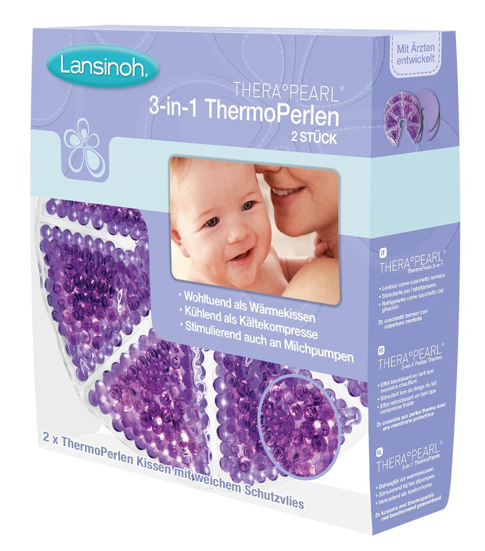 Lansinoh 10500 ThermoPerlen Lot de 2 coussinets d'allaitement apaisants en perles avec matière intissée de protection
