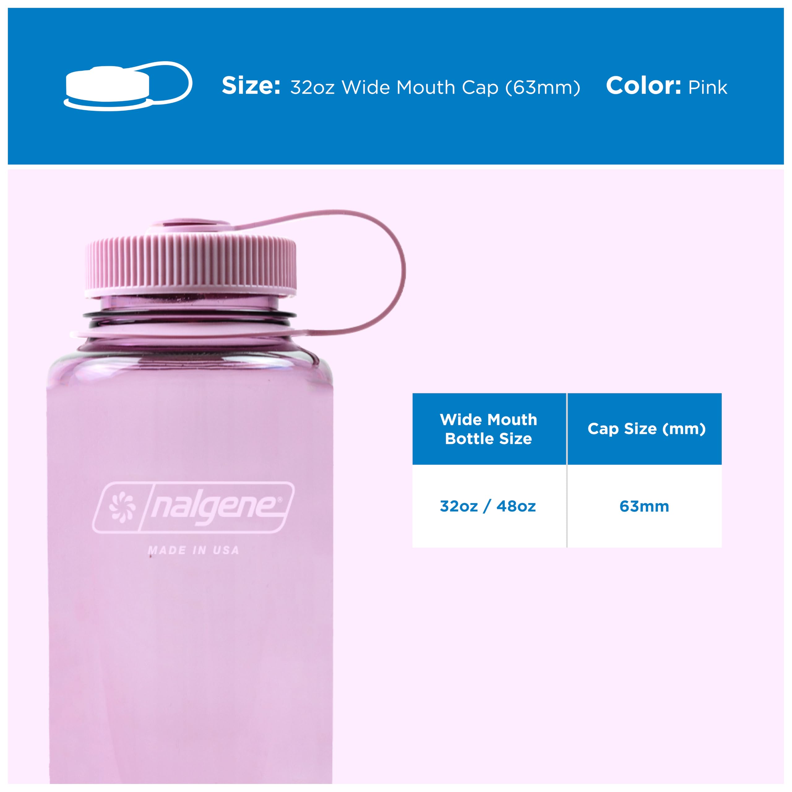 Nalgene plastik şişelerden Kapak geniş ağızlı 1 L Pembe