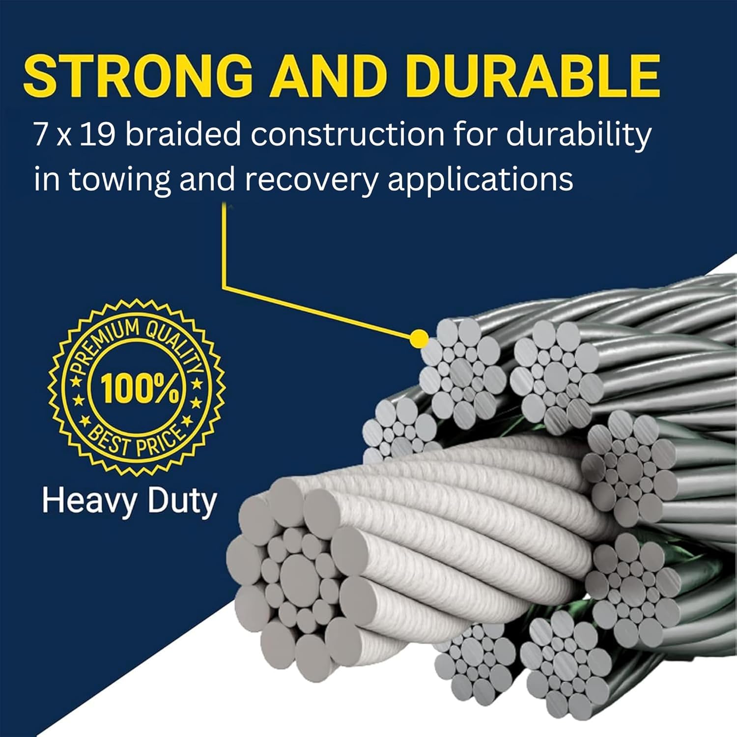 Tie Down 7/32" x 50 ft Winch Cable with Latch Hook | Galvanized 7x19 Aircraft Cable |5600 lb Break Strength, 1120 lb Safe Working Load | Easy Replacement for Winches, ATV, UTV, Boat Trailer