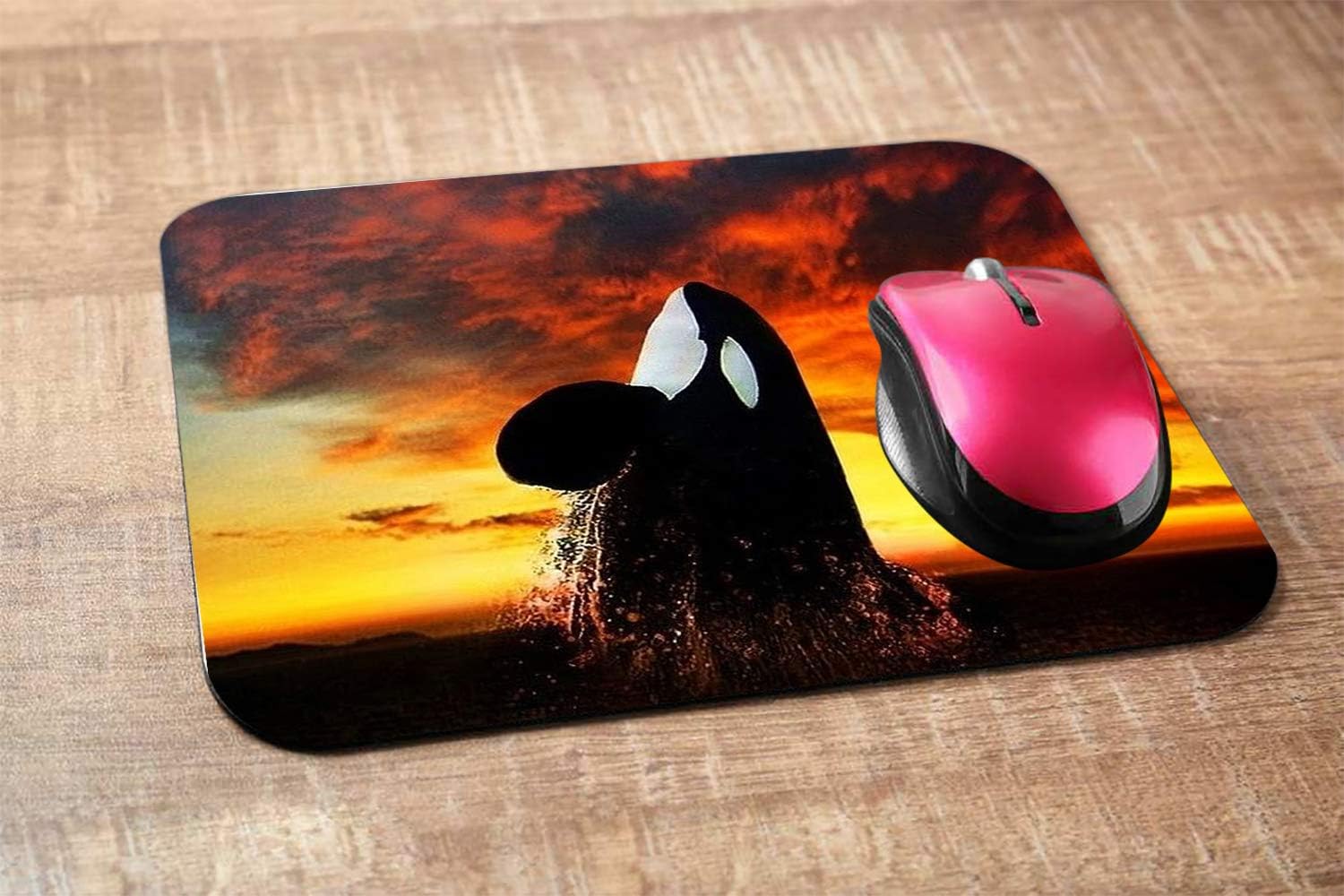 Whale Rectangle Gaming Mousepad Ocean Orca Whale Jump Fire Sky Mouse Pad Mouse Mat for Computer Desk Laptop Office 9.5 X 7.9 Inch Non-Slip Rubber image 2