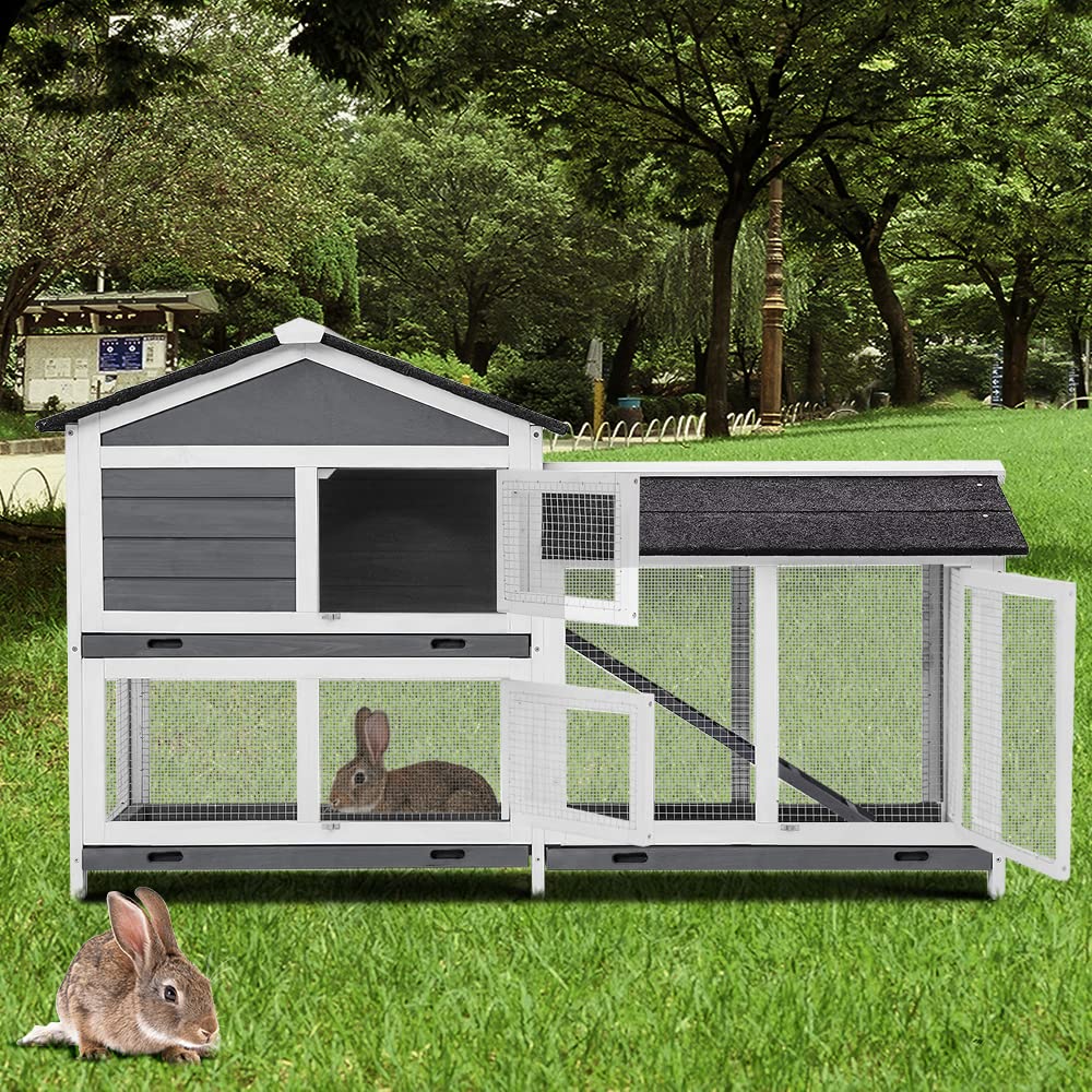 Buy Merax Upgrade Two Floors Wood Rabbit Hutch Indoor Bunny Cage