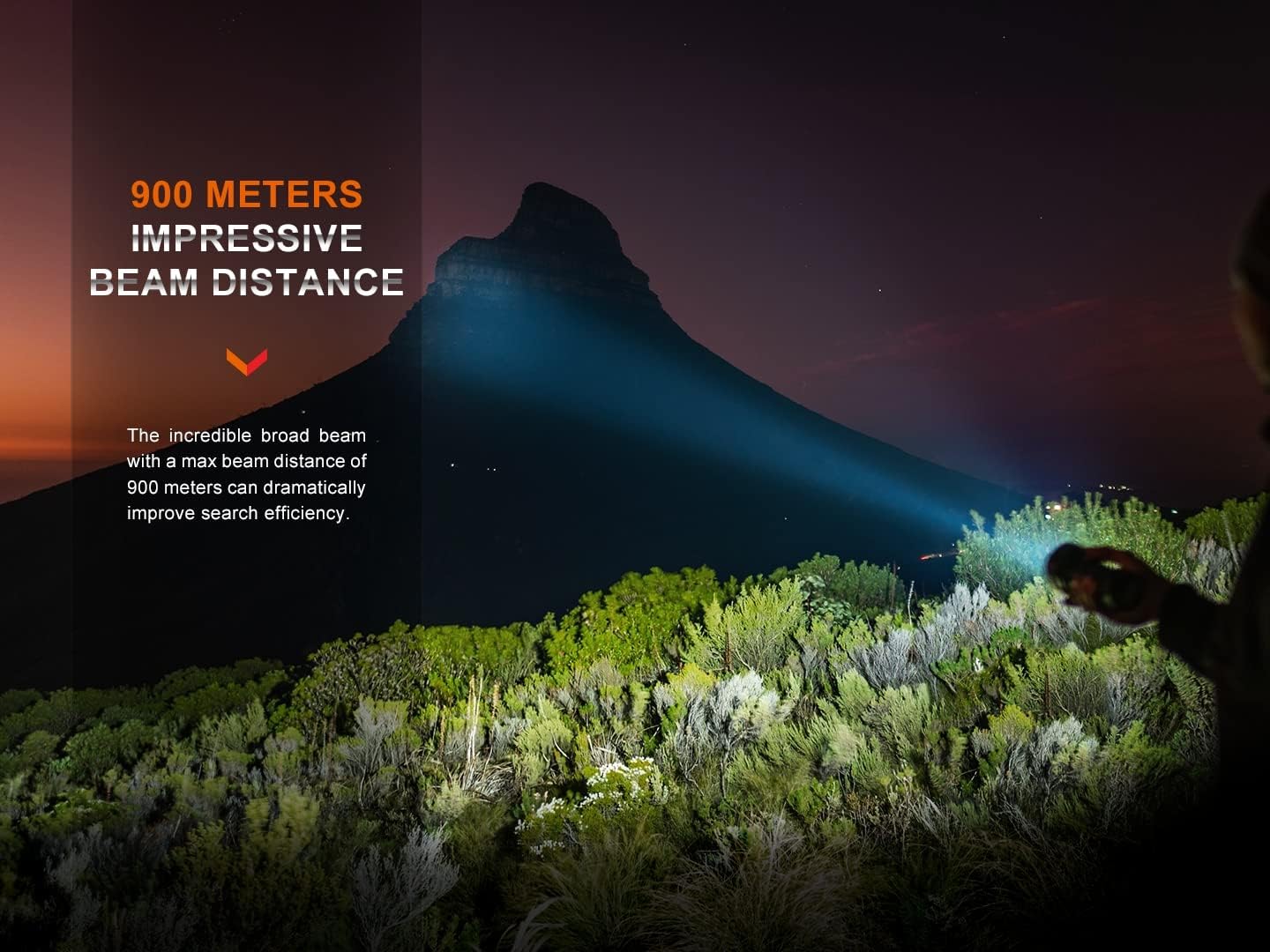 fenix LR40R v2.0, Rechargeable Long Range, Ultra Bright LED Searchlight Torch | 15,000 Lumens | 900m | 50 Hrs Max | Large Capacity Battery | Power Bank | IP68, Black