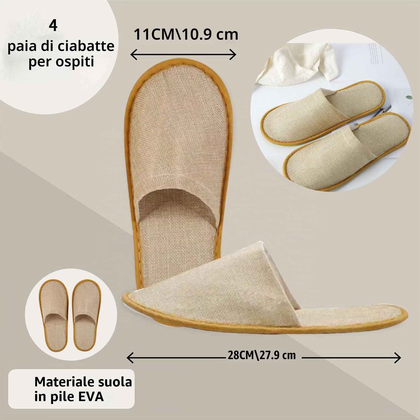 Comioke Pantofole Hotel, Pantofole Chiuse Hotel, 4 Paia Pantofole Usa E Getta Ospiti Antiscivolo, Pantofole d'albergo, Ciabatte Monouso Ospiti, Pantofole SPA, Ciabatte Sposa Bianco(Taglia Eu 37-43,)