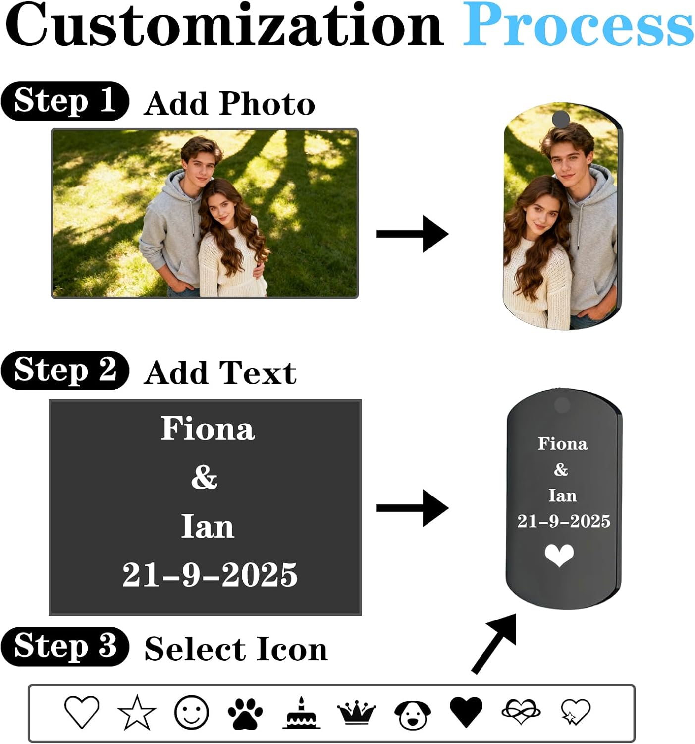 Hiyong Personalized Keychain Custom Photo Keyring Customized Gifts for Men Custom Keychain with Your Photo Logo or Text - Image 3