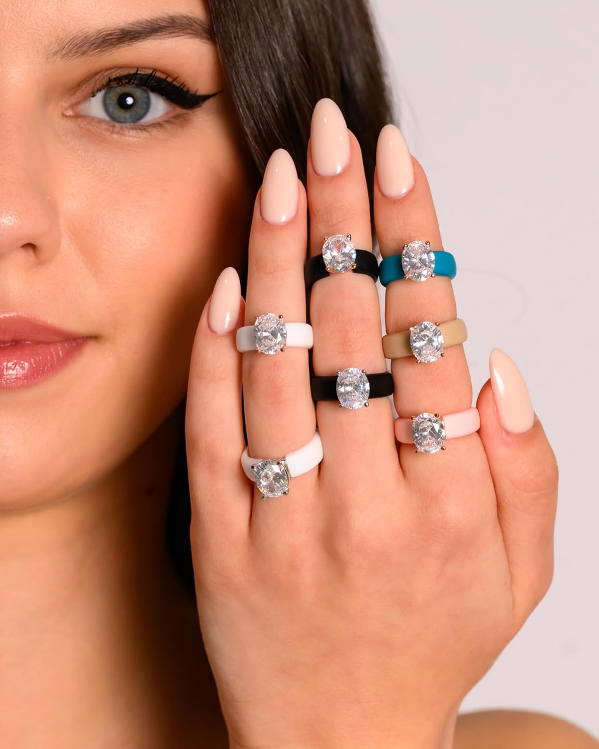 Rinfit Silicone Ring with Stone - Oval Cut Cubic Zirconia Solitaire Engagement Ring for Women - Rubber Wedding Bands - Patented Design - Image 9