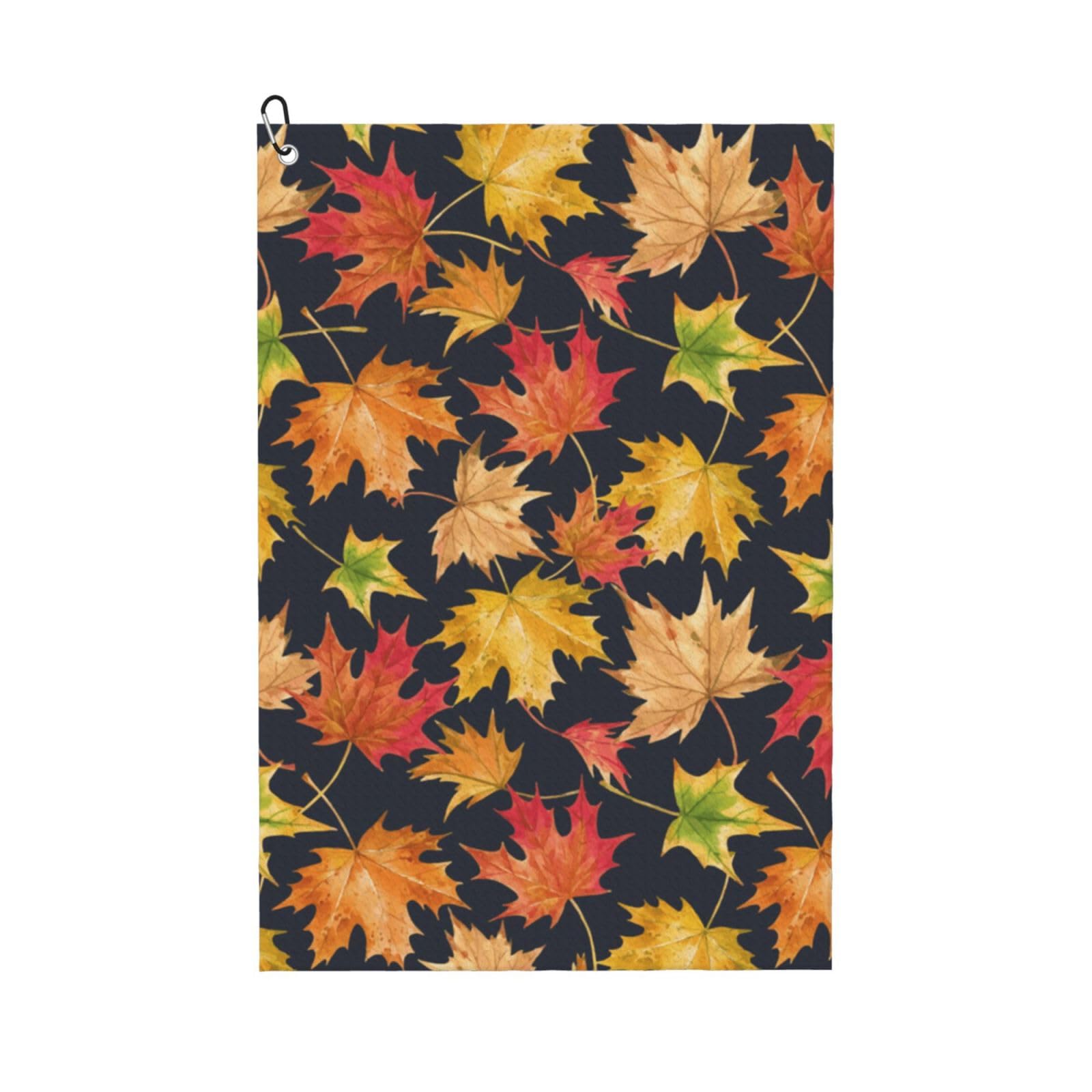 Hnnkloy Autumn Colorful Maple Leaves, 16x24 in Portable Waffle Golf Towels with Carabiner Clip for Golf Bag