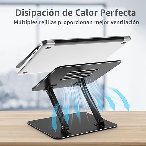 Miniatura 4 de Soporte ajustable para computadora de escritorio, elevador plegable de metal para laptop, soporte portátil para laptop, soporte para computadora de