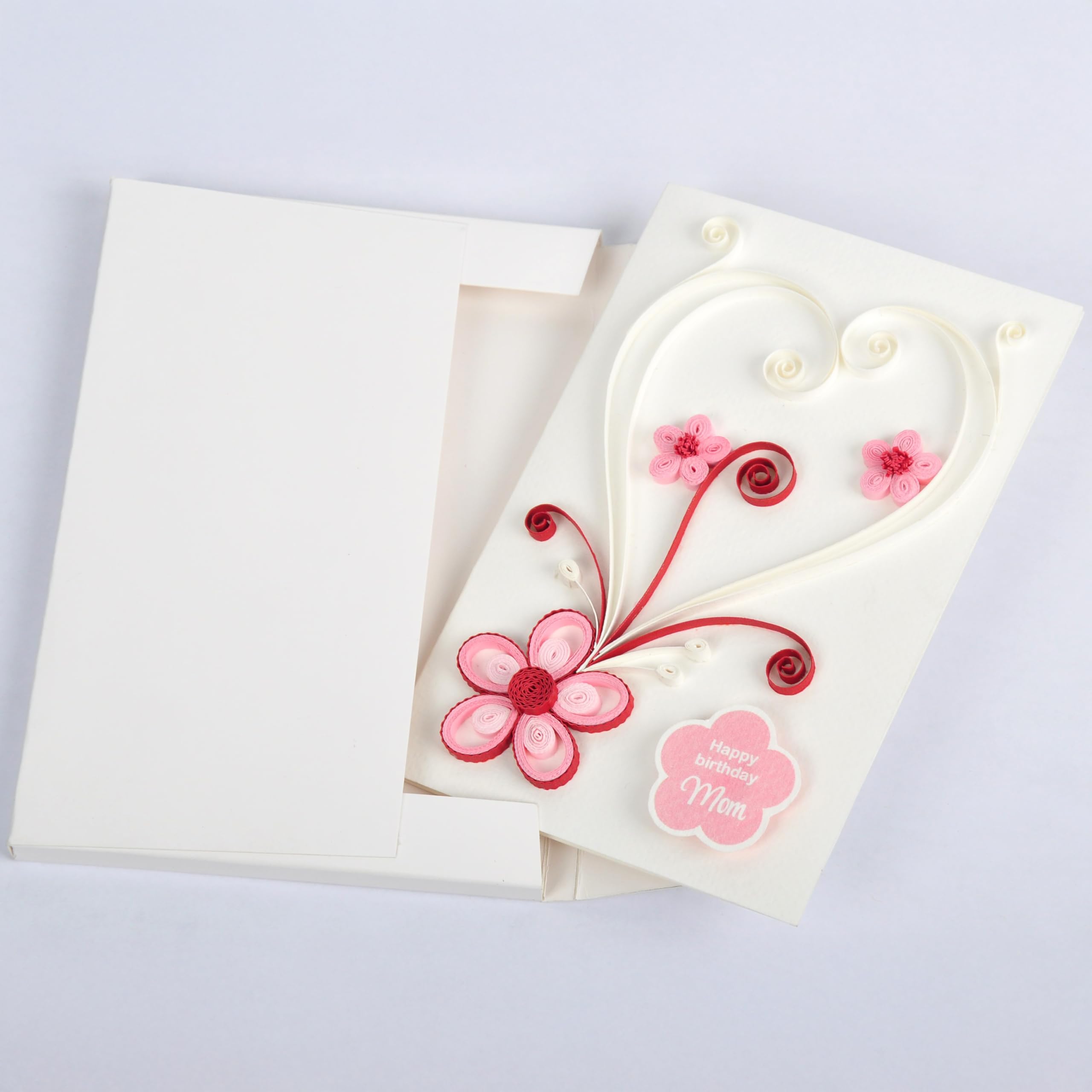 Handmade - Birthday Card for Mom - Elegant Floral Design -The Ideal Greeting Card for Happy Birthday Mum Cards - A Thoughtful Gift and a Lasting Keepsake