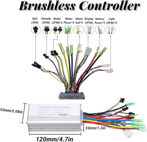 Miniatura 3 de Rosvola Controlador sin escobillas del motor, panel de pantalla LCD y kit de controlador de velocidad de motor sin escobillas para scooter (36V48V