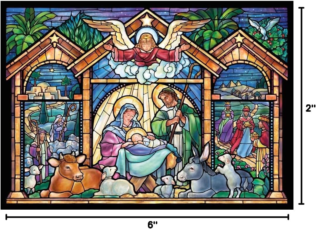 Stained Glass Nativity Religious Christmas Cards - Box of 15 Cards & 16 Envelopes - Image 4