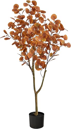 Nearly Natural Árbol artificial de eucalipto de otoño de 4 pies