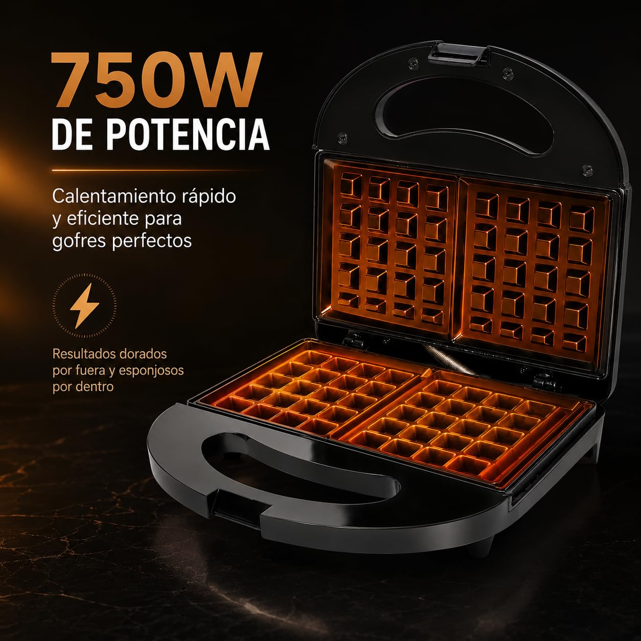 Gofrera Electrica Gofres Waffle Maker Antiadherente 750W