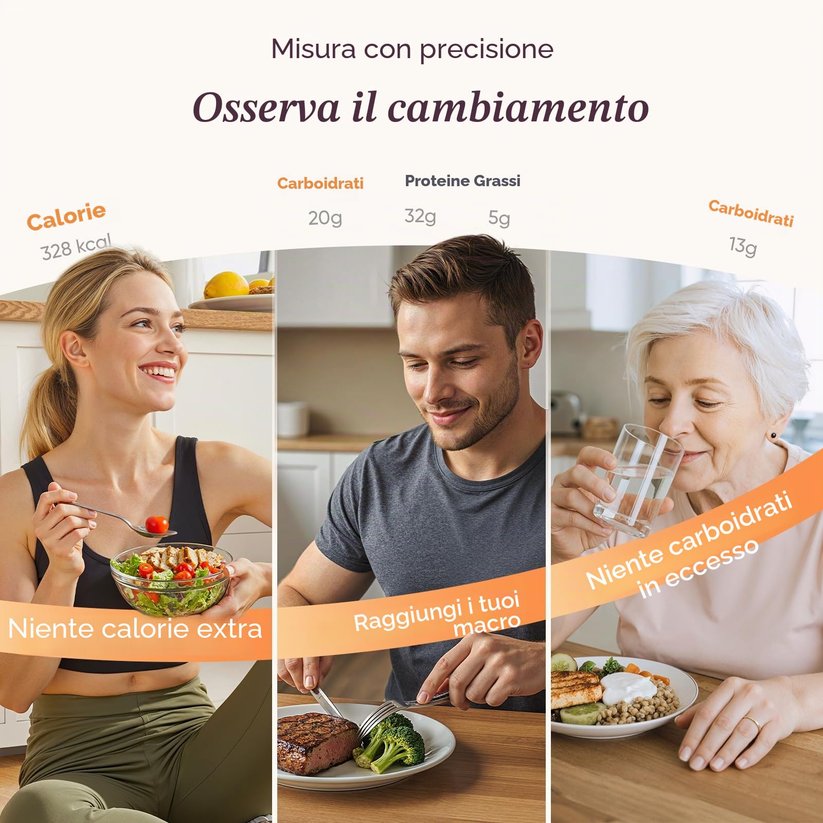 COSORI Bilancia da cucina intelligente Nutrilens, scala di conteggio delle calorie premium, scansione AI tramite app gratuita, traccia 19 nutrienti, informazioni sui nutrienti sullo schermo, USB-C