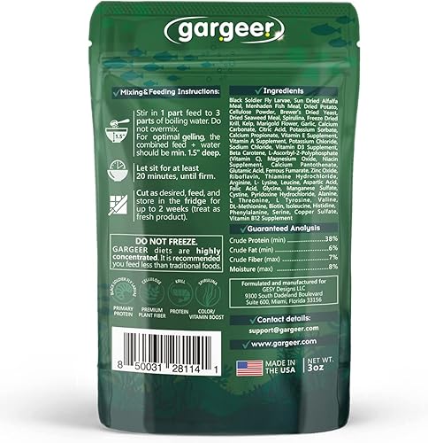 Miniatura 2 de Gargeer Alimento de pescado de 3 onzas para criadores avanzados. Dieta completa de gel para habitantes de fondo para jóvenes y adultos. Fabricado en