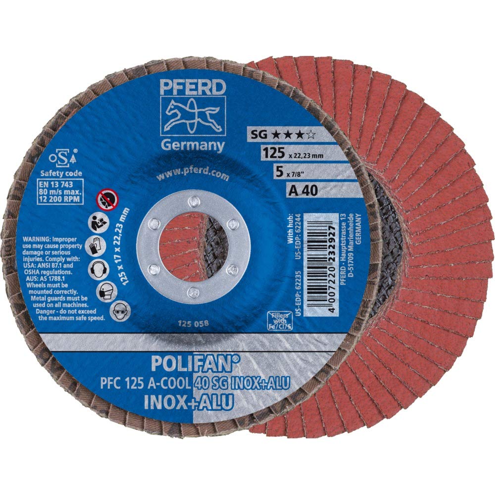 DISCO A LAMELLE PFERD POLIFAN PFC 125 A-COOL 40 SG INOX+ALU