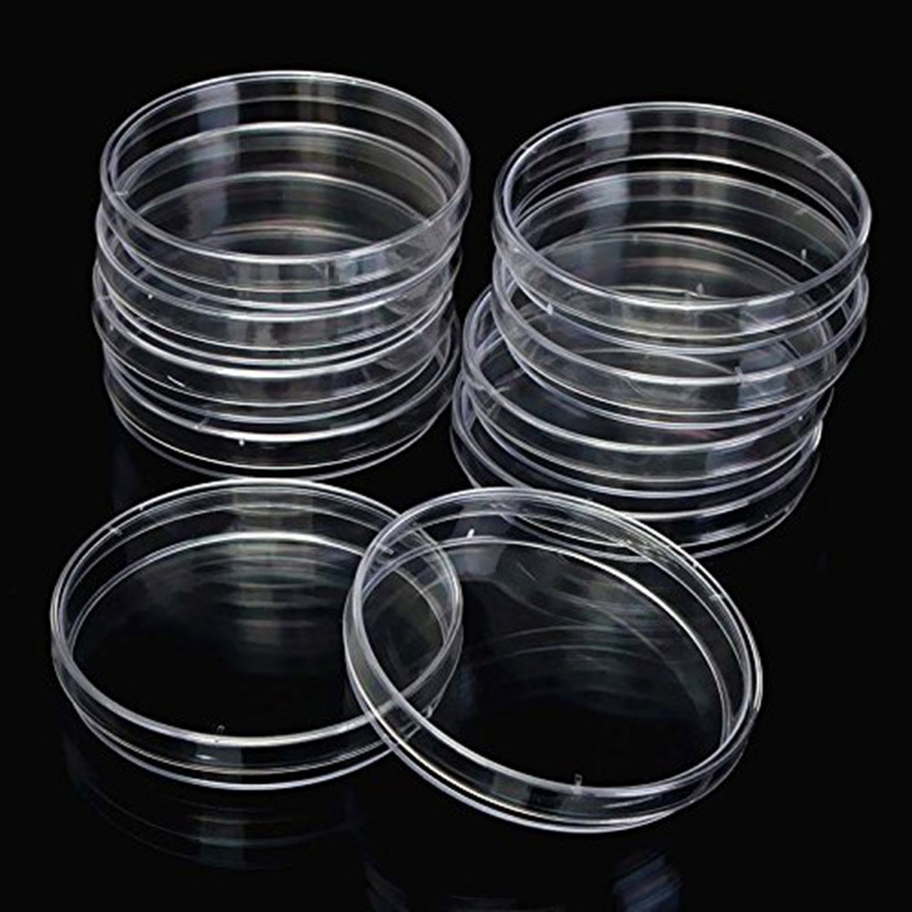 10 pezzi, Plastica di Petri, con Coperchio,MONOUSO Piastra di Petri Sterilizzata Trasparente, per Cultura di Laboratorio Lievito Batterico(70mm)
