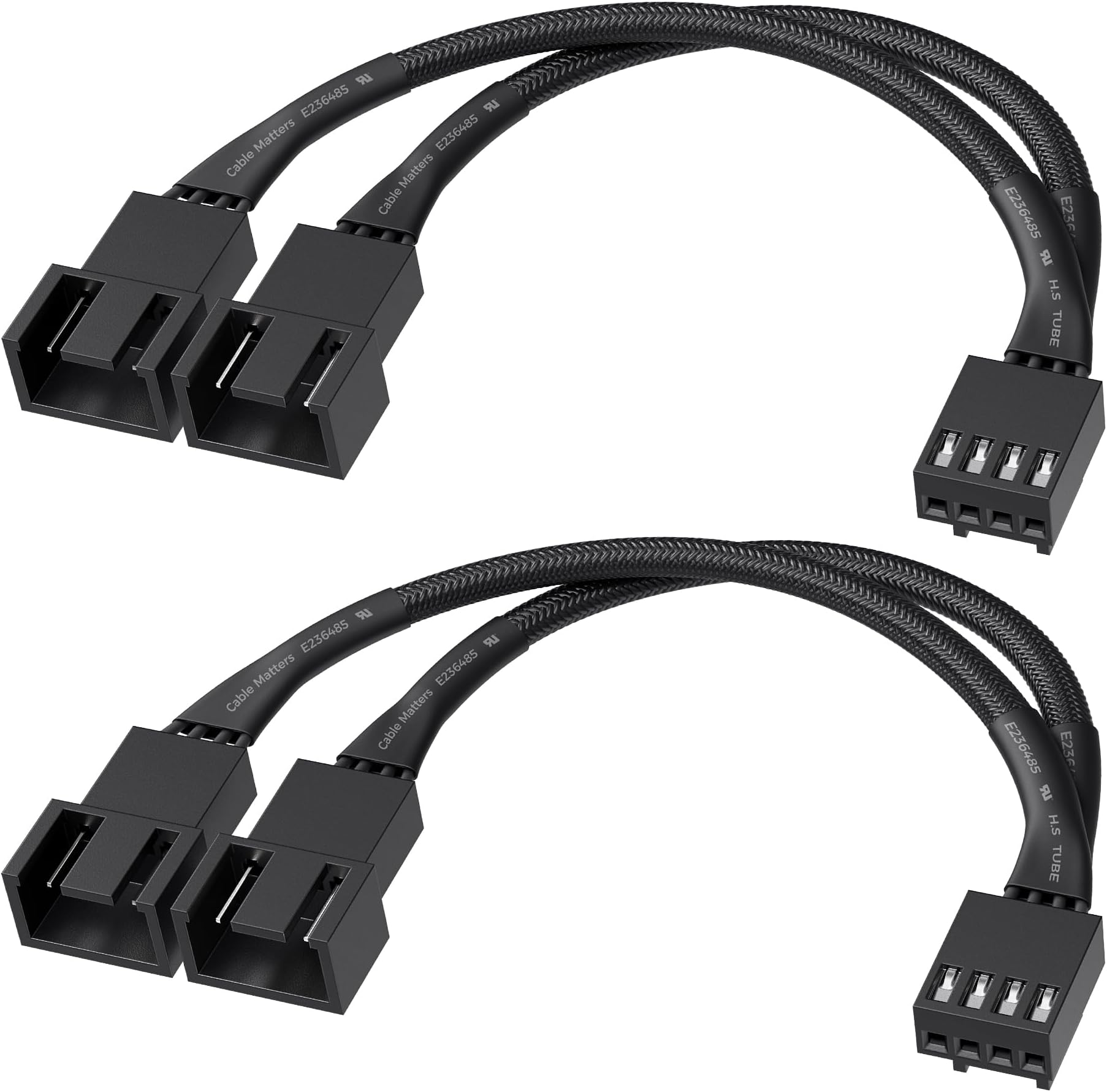 2-Pack PWM Fan Splitter Cable - 10cm, 1 to 2 Fan Splitter
