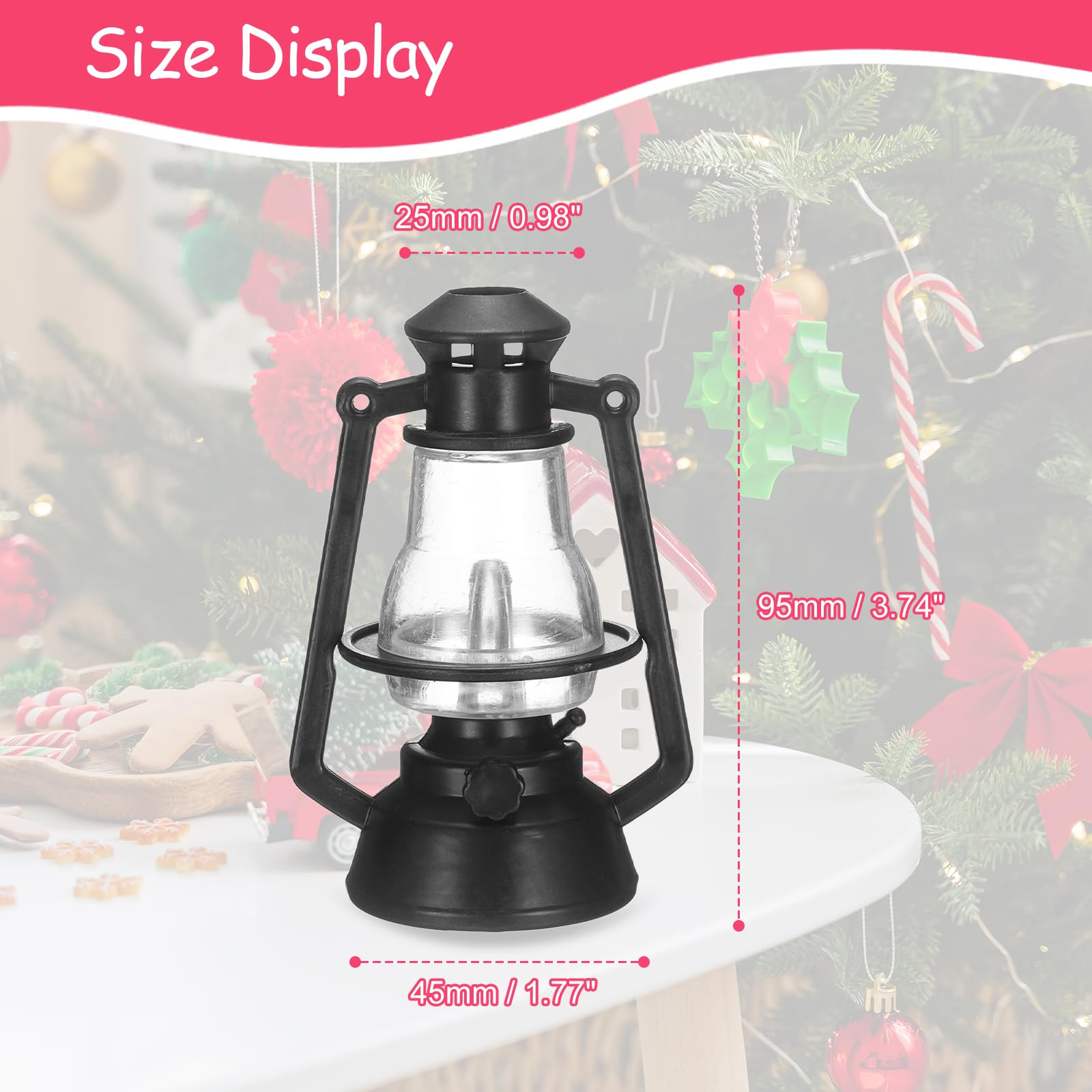CoCud Dollhouse Miniature Lantern, 3.74" Height, Plastic Mini Vintage Hanging Kerosene Lamp Black - Image 2
