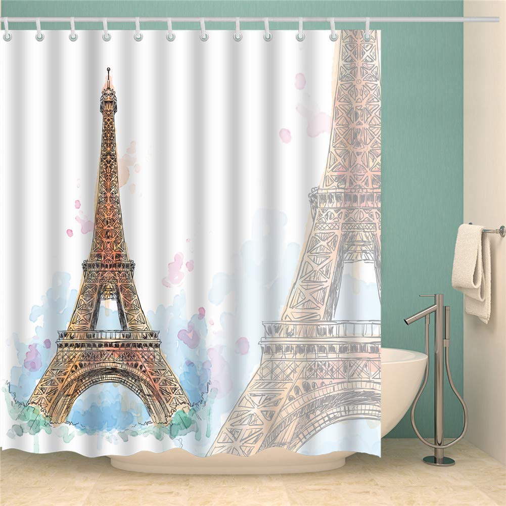 Rideau De Douche En Tissu 100 % Polyester Imperméable Anti-moisissure