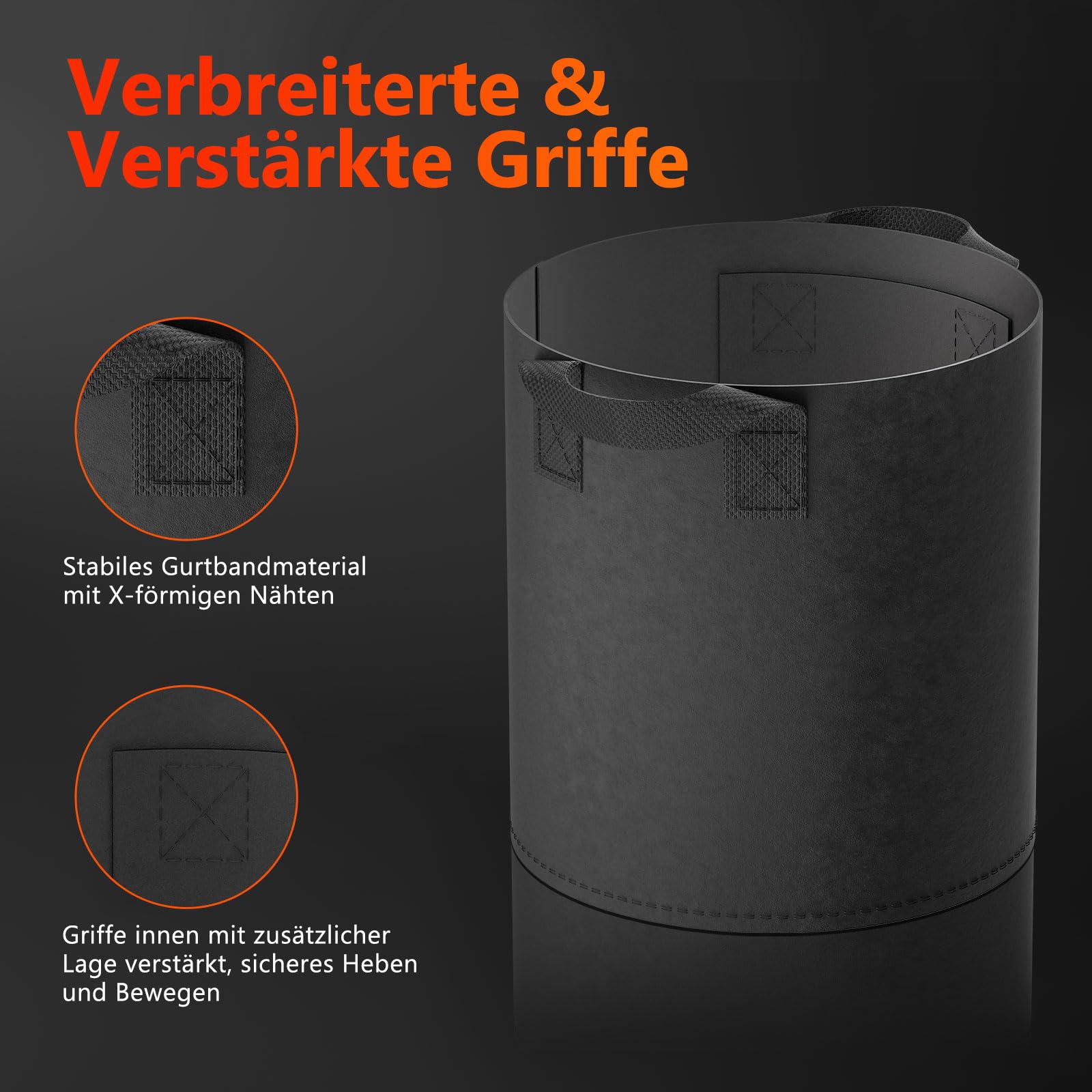 Spider Farmer 5 Gallon 18 L Pflanzsack,Vliesstoff Pflanzentopf mit Griffe Stofftopf für Kartoffeln Tomaten Gemüse und Pflanzen (5 Stück)