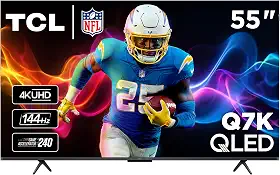 TCL Smart TV QLED 4K série Q7K de 55 polegadas com Google TV, escurecimento local de matriz completa, Dolby Vision HDR e Dolby Atmos, incluindo Google Assistant integrado, controle remoto de voz