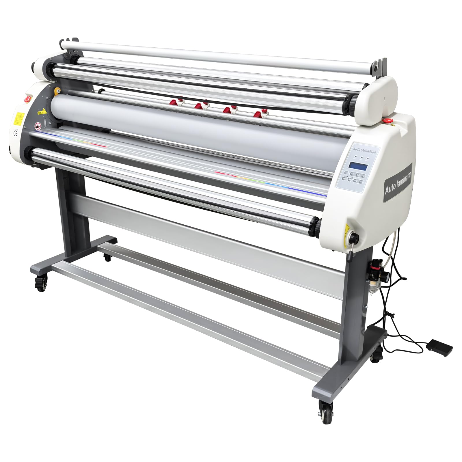 63In Full - Auto Pneumatic Low Temperature Cold Laminating Machine Auto/Manual Mode, 1.38In Laminating Thickness, Large Format Roll Laminator for Commercial Office