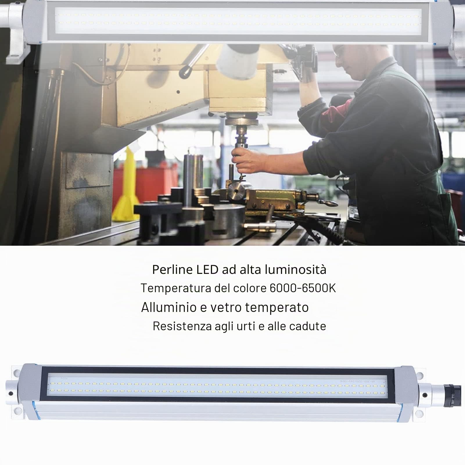 Asixxsix Luce di Lavoro del LED, 10W 24V Macchina LED Tubo Luce Impermeabile IP68 Lampada da Lavoro antideflagrante Facile da installare Luce antideflagrante a Prova di Olio per l'officina