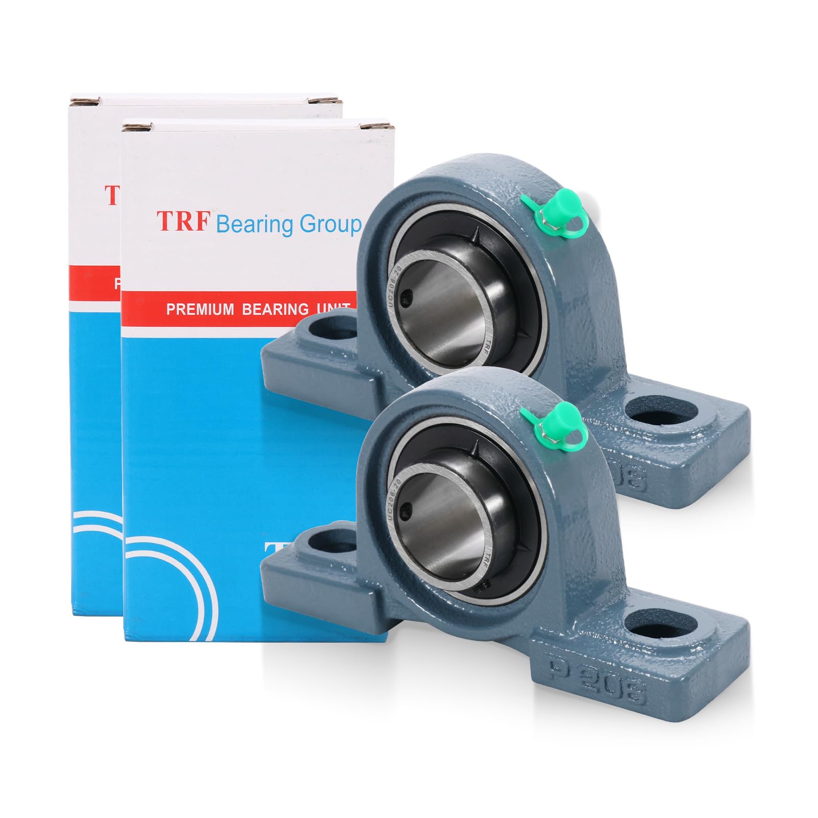 2 Pack UCP206-20 Pillow Block Bearing 1-1/4 inch Bore Mounted Pillow Block Bearings Solid Cast Iron Base Self-Alignment
