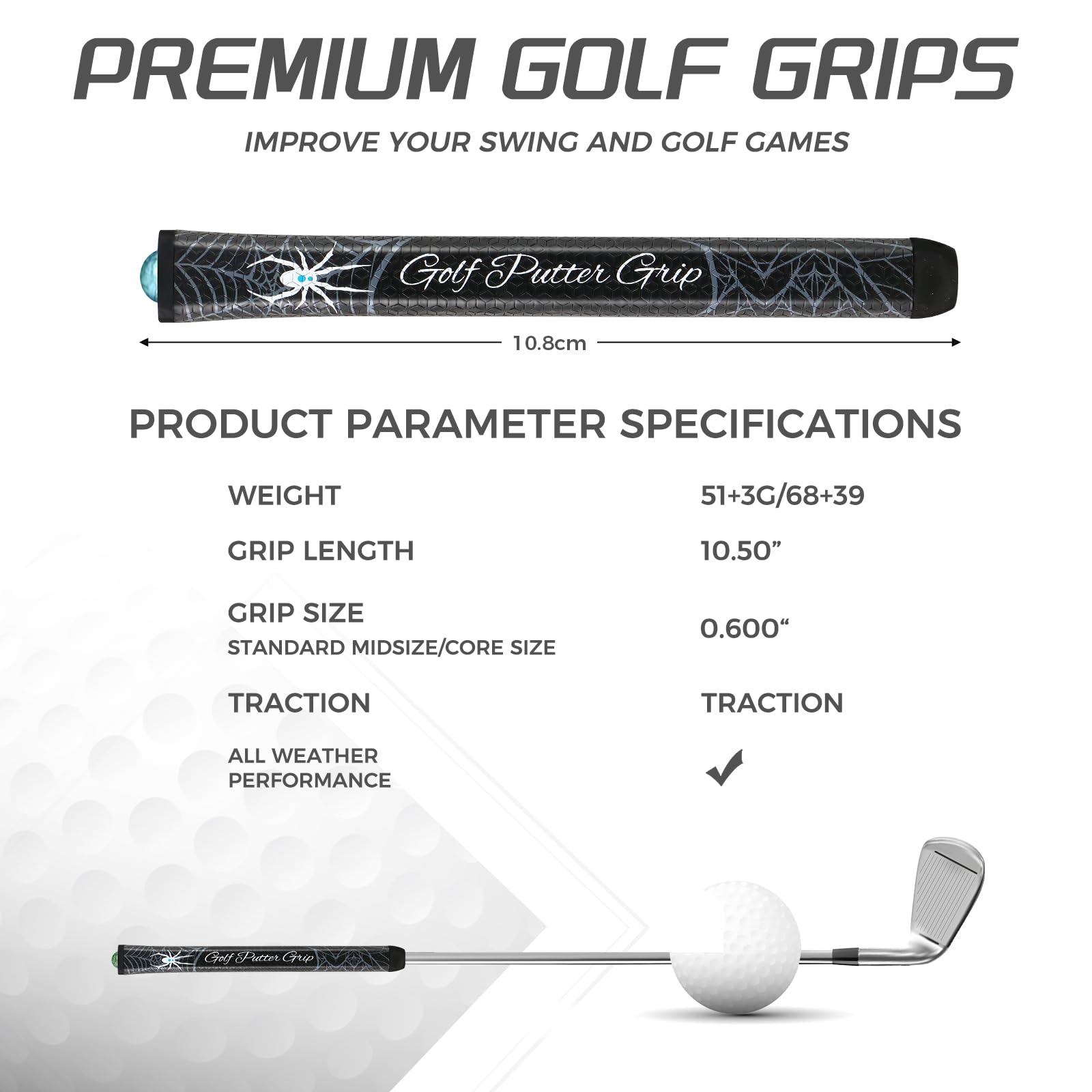 Golf Putter Grip - EVA Material Cat's Eye Golf Club Grip Comfortable Feel Cushioned Feel for Comfort & Shock Absorption All Weather Control Putter Grip for Men & Women - Premium Anti-Slip Texture, Lightweight Design for Confident Swings in Rain or Shine (1 Pcs)