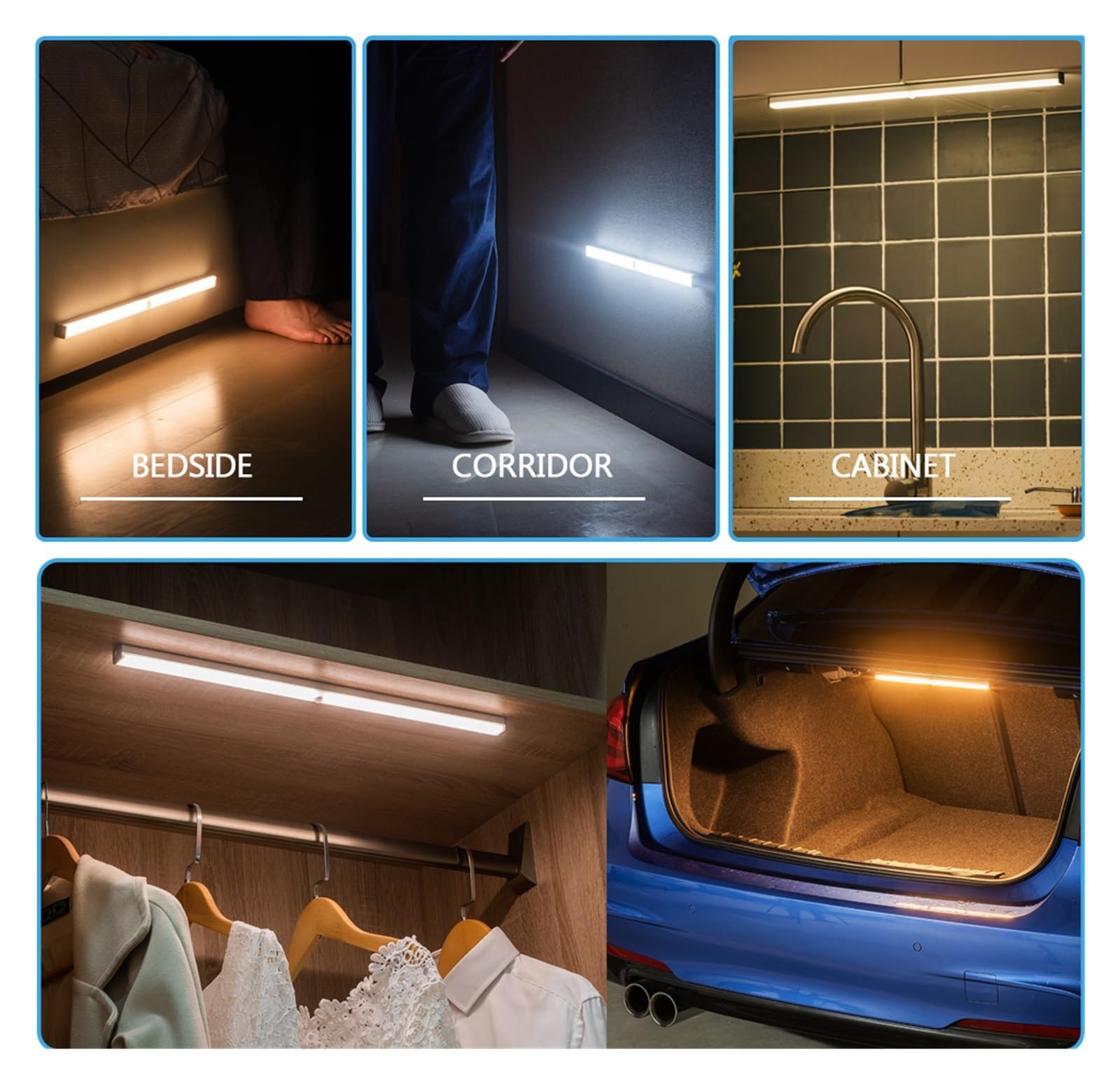 Luces Bajo Armario Tira De Luz Magnética For Armario, Lámpara Con Sensor Movimiento For Iluminación, Cocina, Hogar, 10cm, 21cm, 29cm Largo(Warm White,29CM 20LED)