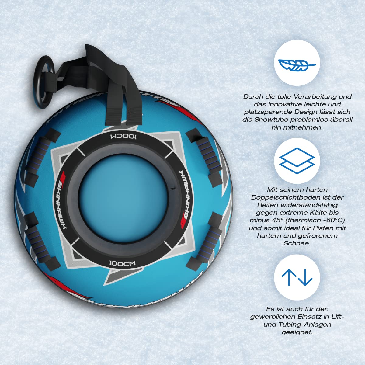 SKINHAWK Pneu de neige professionnel - Diamètre : 100 cm - Bleu