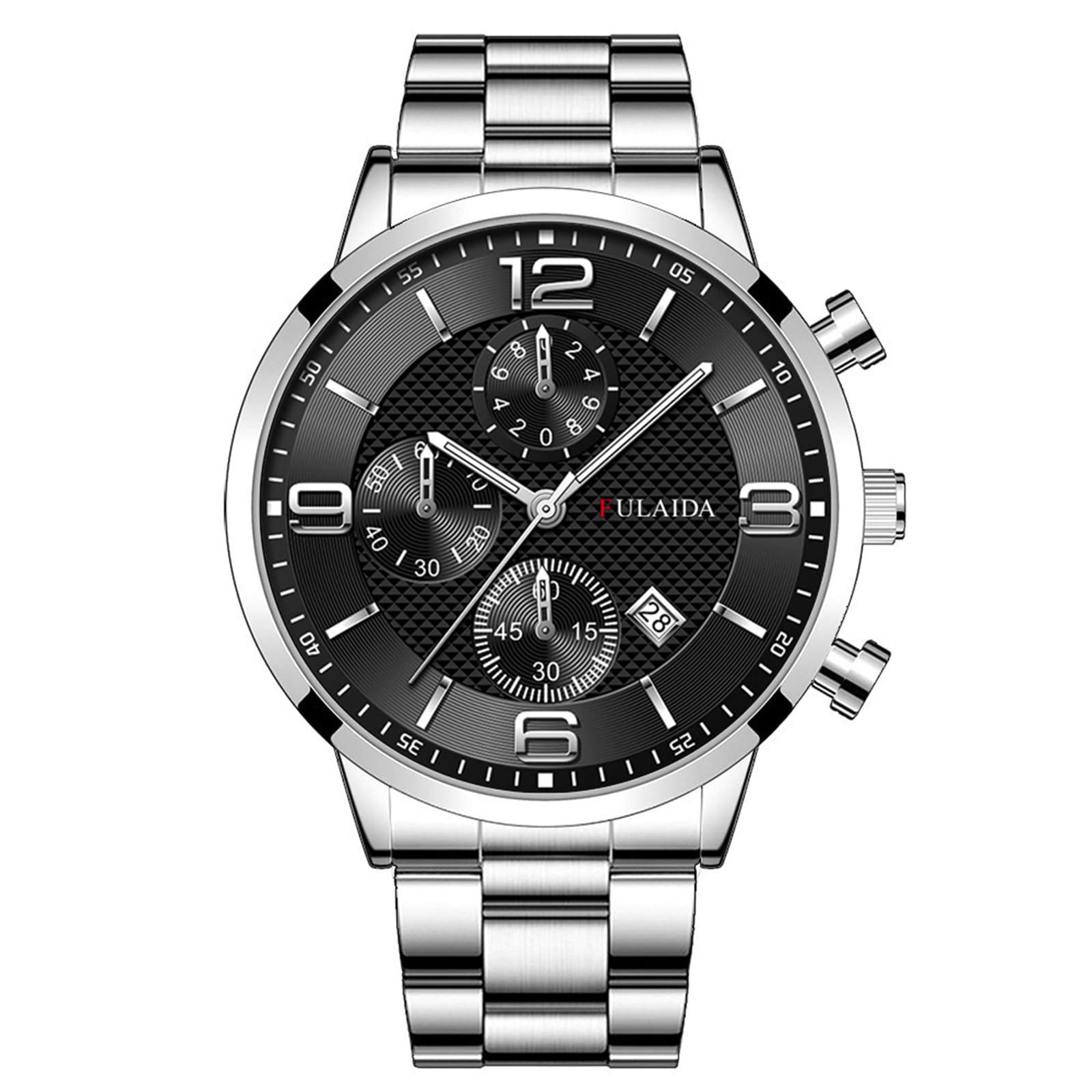 Fashion Sport Men's Stainless Case Quartz Analog Wrist Watch Small Wrist Watch (B, One Size)