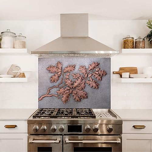 Miniatura 4 de Kitchen Backsplash, Oak Tree Branches and Acorns Copper Backsplash, Custom Copper Backsplash Panel, Handmade Copper Backsplash Tile, Indoor Outdoor