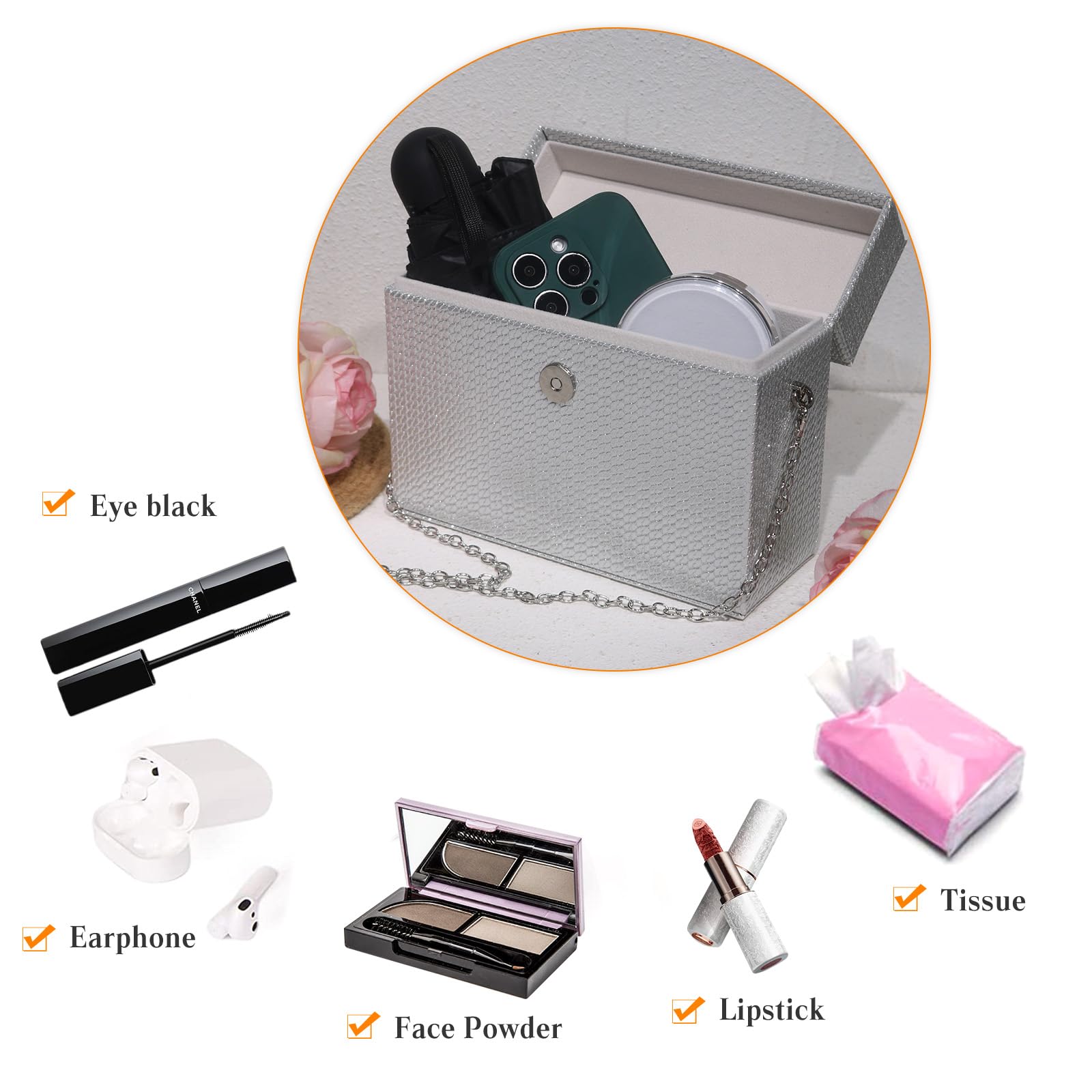 CORIOS Borsetta da Sera da Donna Clutch in Paillettes Lussuoso Strass Borsa a Tracolla a Spalla Pochette Piccolo con Catena Elegante Borsa Sposa Messenger per Ballo Cocktail Festa