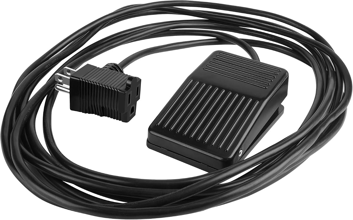 Interruptor de pie momentáneo Pedal normalmente apagado Presione y mantenga presionado para encender Cable de extensión homologado por UL de 10 pies/3 m y enchufe superpuesto de 3 clavijas Lámpara para herramientas eléctricas Accesorios eléctricos Deadman 15 A 250 V CA