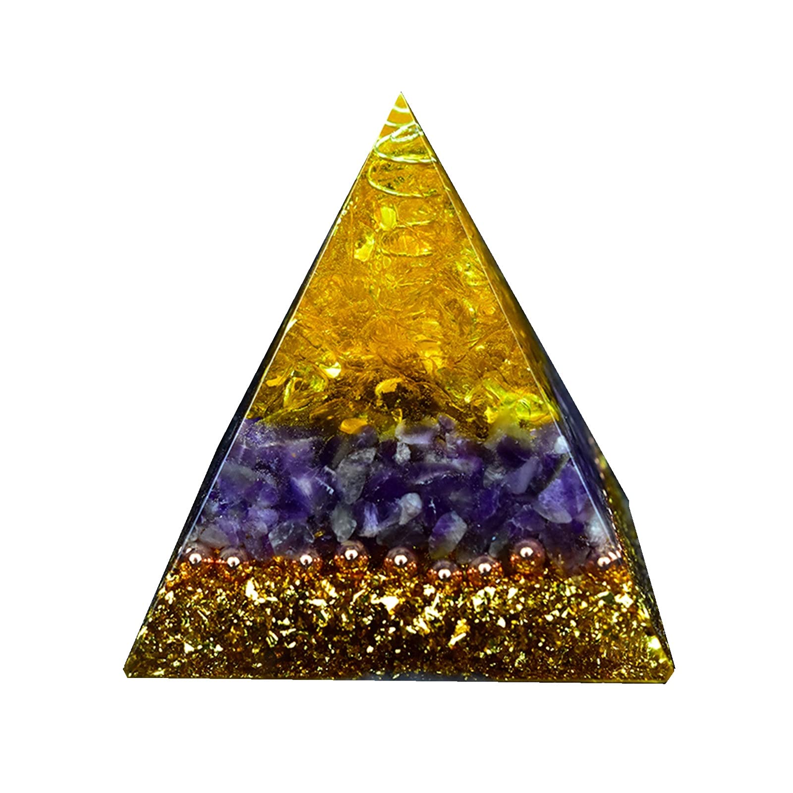 Crystal Crystal Orgone Energy Orgonite Pyramid Soul Stone Field Of Life Resin Jewelry Healing Crystal Gemstone Pyramid (Color : Yellow, Size : 6cm)
