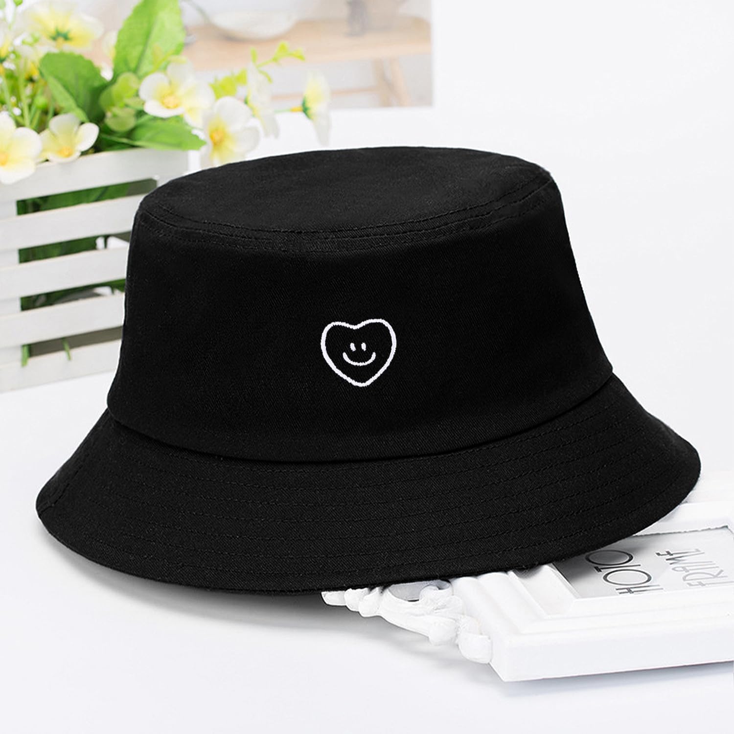 Fashion Embroidered Bucket Hat Cotton Summer Beach Sun Hat for Women Men Teen - Image 6