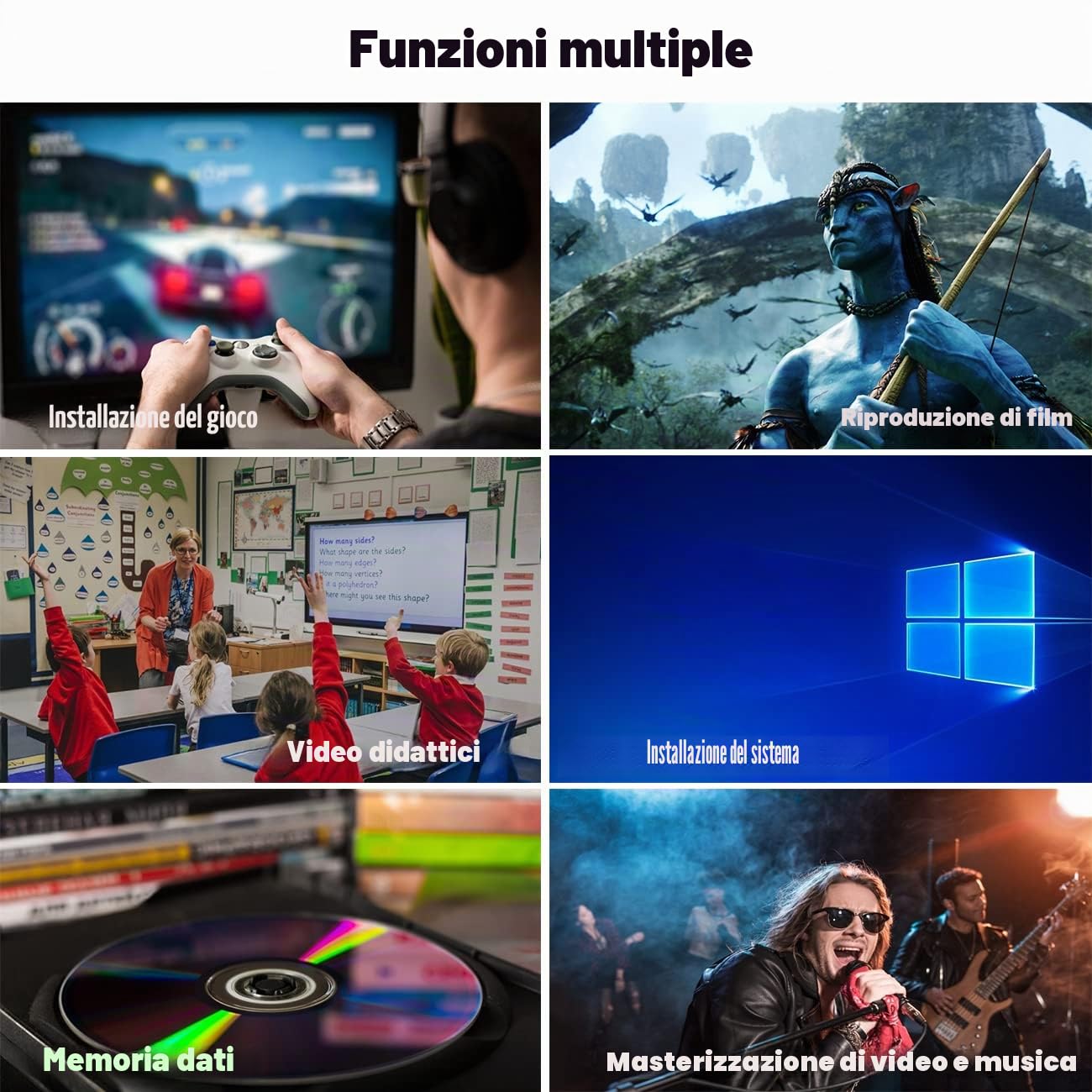 Unità DVD Esterna USB 3.0 Lettore CD DVD Portatile per Laptop PC Mac