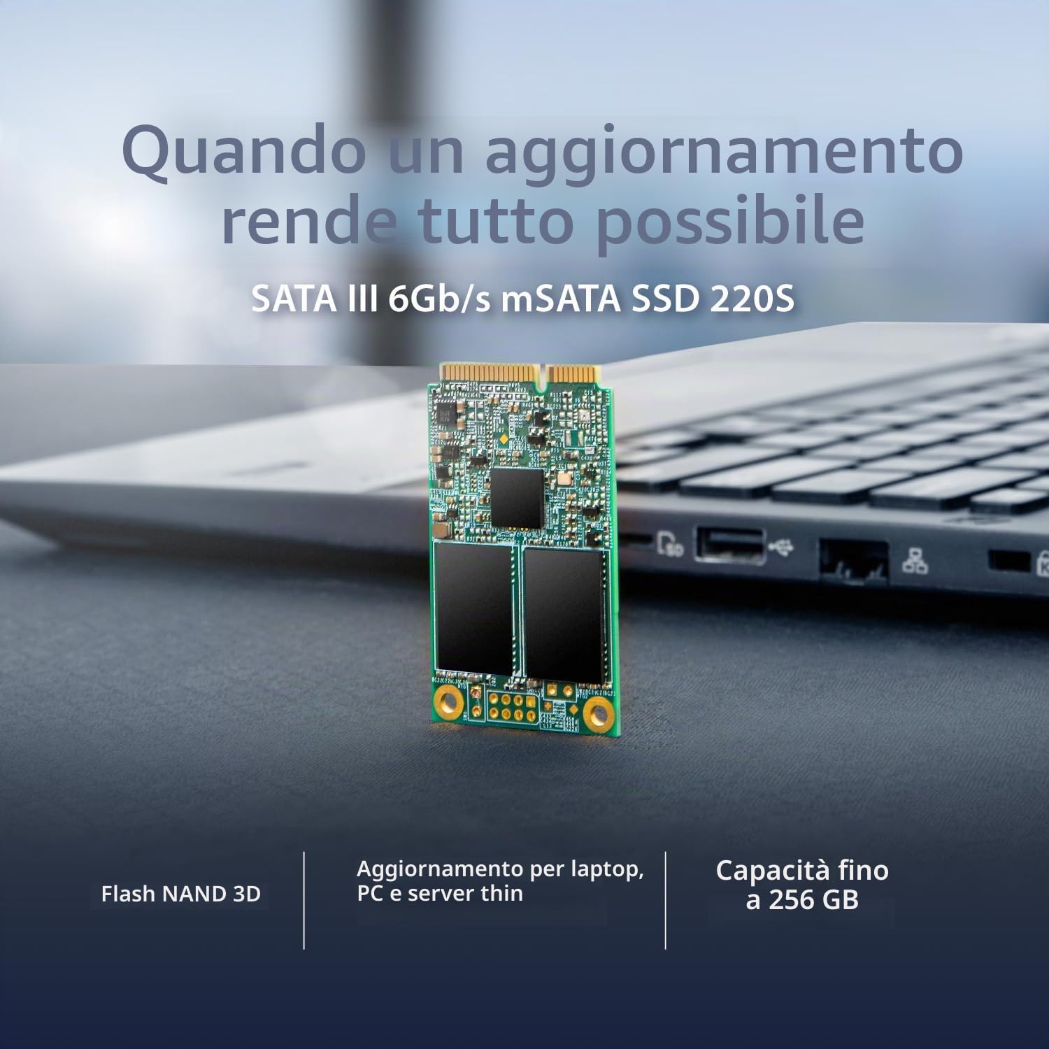 Transcend SSD 64 GB MSA220S mSATA 3D NAND, SATA3