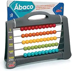 Elka 1001, Contador, Plástico, Ábaco Escolar com 50 Bolinhas, Multicor