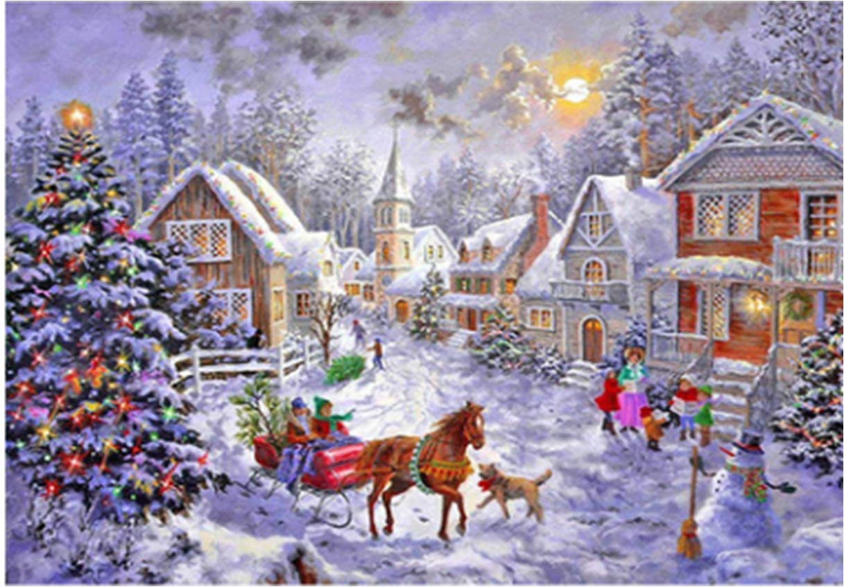 ABEUTY 5D Diamond Painting DIY Full Drill Rhinestones, Christmas Carriage Tree Children Dog Snowman, Paint with Diamonds Crystal Diamond Art Kits (Dog)