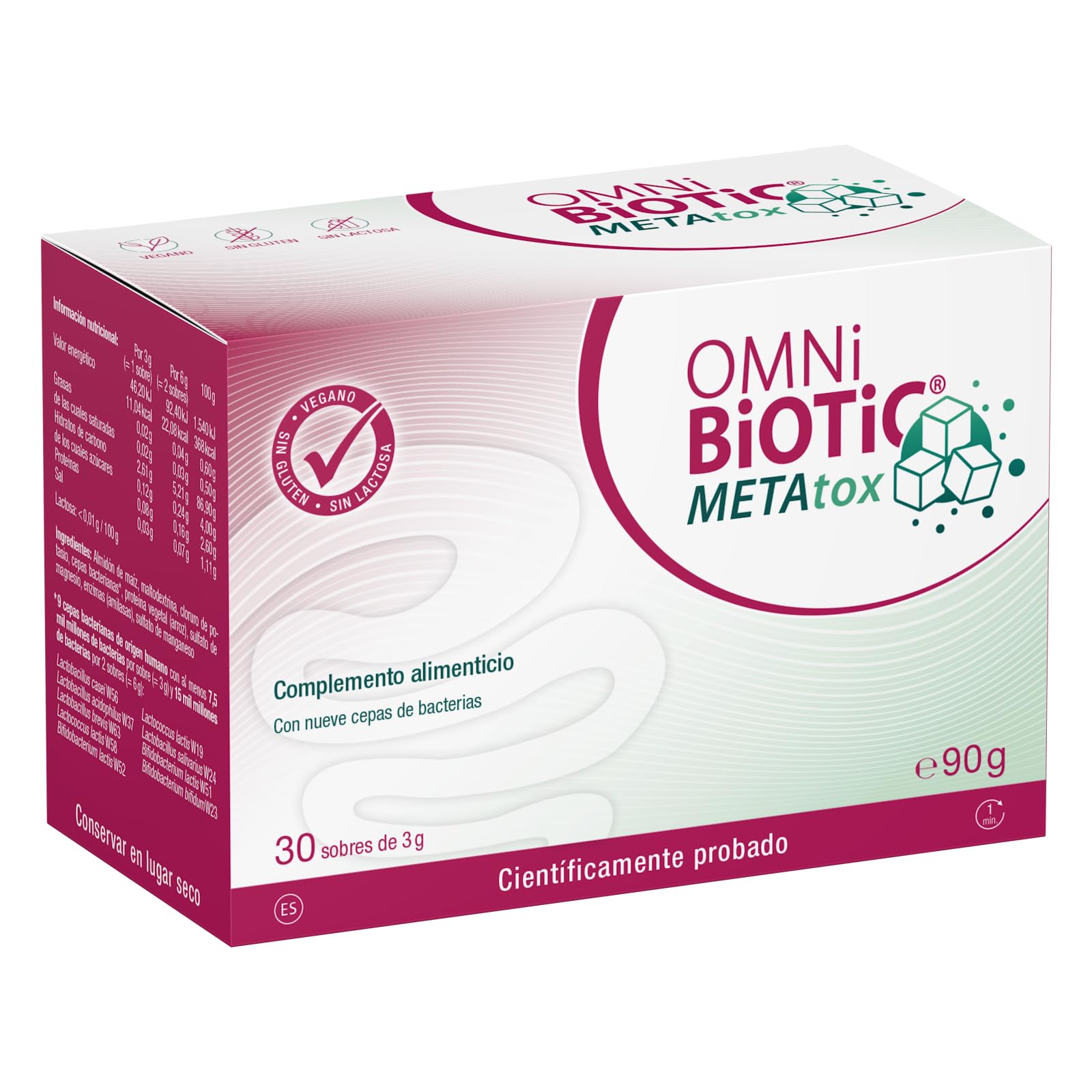 OMNi BiOTiC METAtox | 30 sobres | Probiótico | 9 cepas bacterianas | 15 mil millones de bacterias por dosis diaria | Polvo | Vegano | Para uso diario | Con bacterias para la flora intestinal