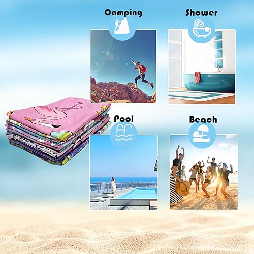 Miniatura 7 de Toallas de playa ligeras bohemias, sin arena, toalla de viaje de gran tamaño de 71 x 32 pulgadas, toalla de playa absorbente de microfibra mandala