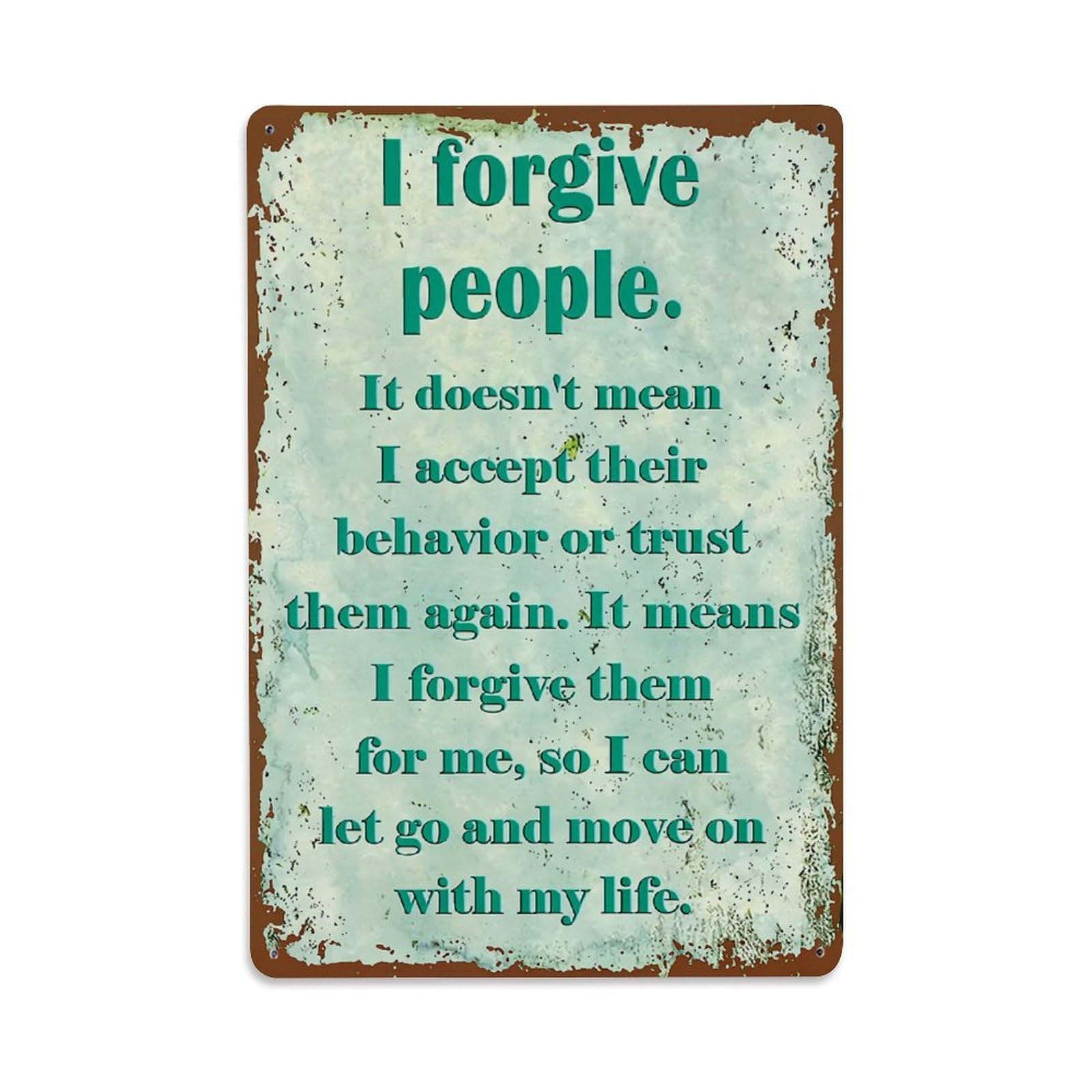 Forgiveness Healing Growth Peace Freedom Retro Metal Tin Sign, Vintage Decor Art Poster for Bar, Home, Man Cave, Kitchen, Laundry Room Gift 8x12Inch