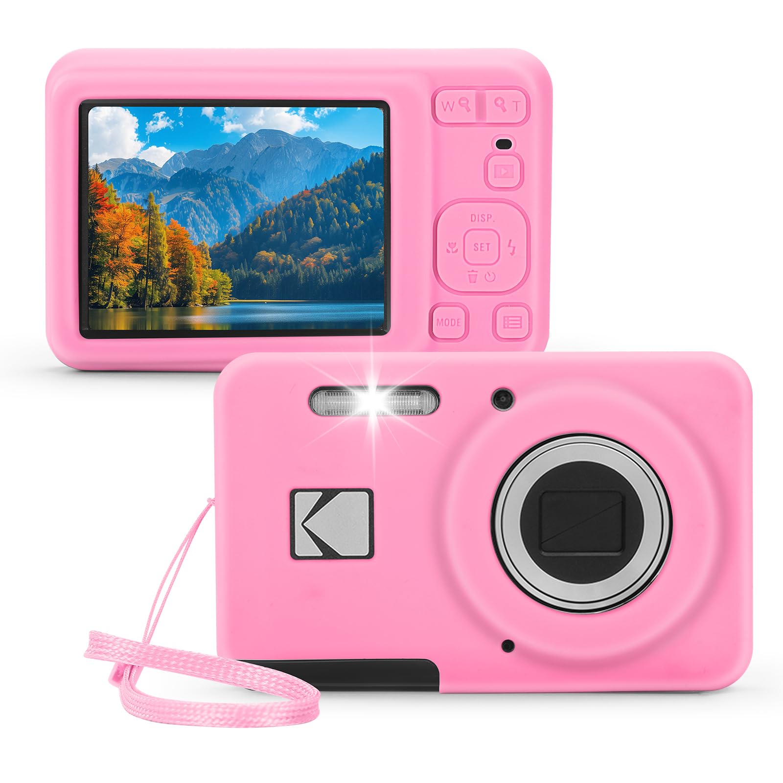 Custodia in silicone compatibile con KODAK PIXPRO FZ55, custodia protettiva in morbido silicone antigraffio per fotocamera digitale (rosa)