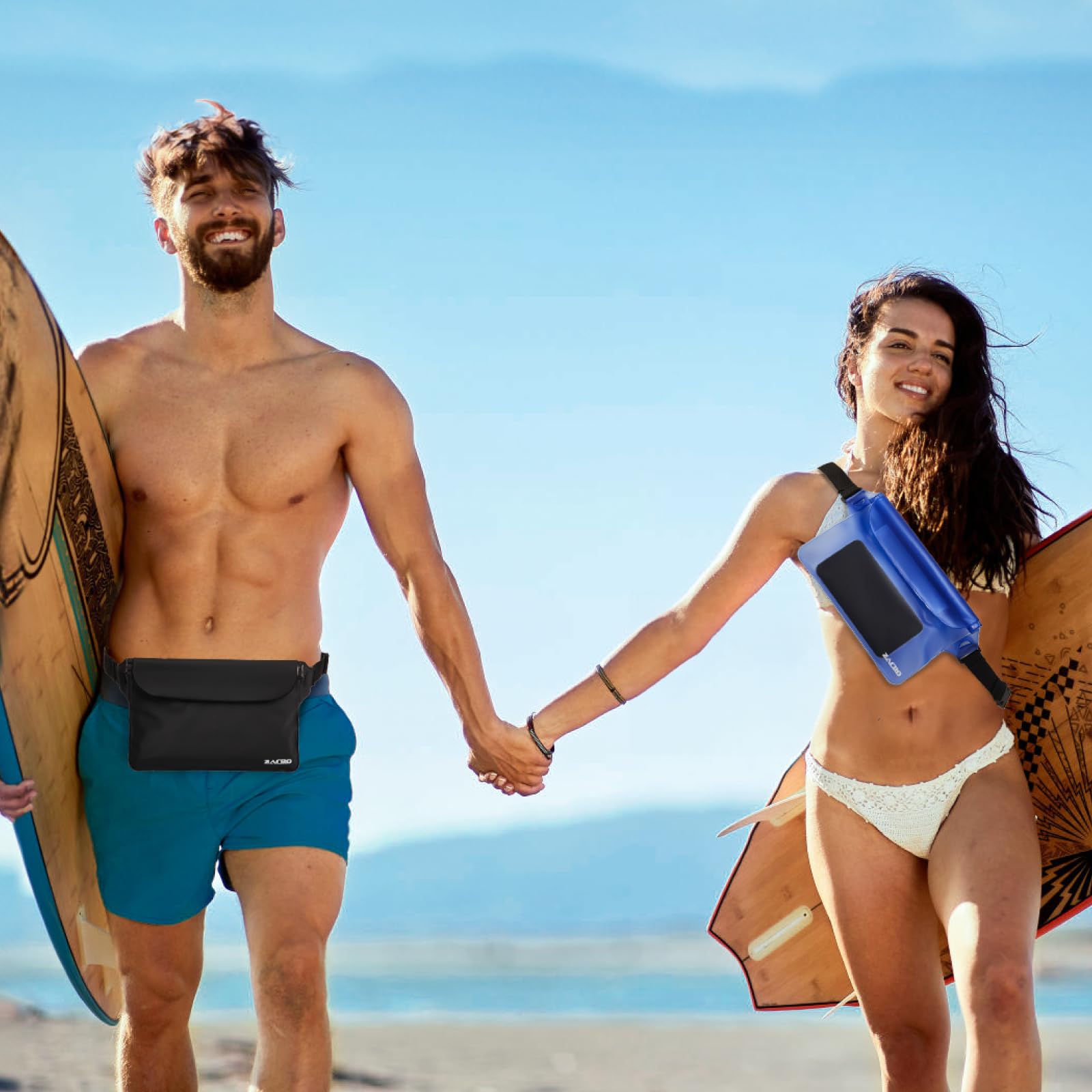 Zacro 2 Pack Borsa Impermeabile Custodia Impermeabile con Cintura Vita per Cellulari Apple iPhone Samsung Galaxy Huawei Sony, Fotocamera, Custodie Impermeabili per Sport Pesca Vela Escursione
