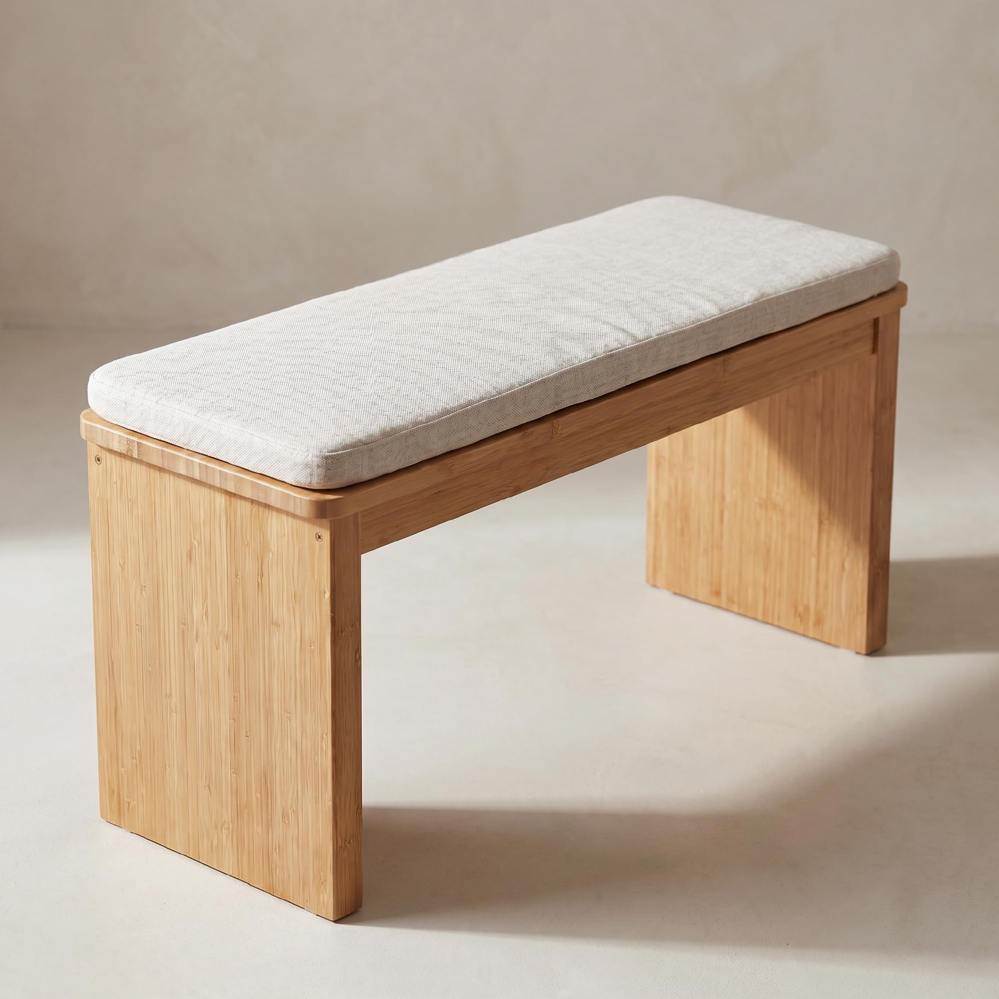 Bambus Sitzbank Flur - Flur Möbel - Bettbank - Polsterbank aus Bambus | BAM BOO BOX Sitzbank Holz Bambus 90x33x43 cm - Bank Flur, Bettbank, Polsterbank, Flurbank fürs Schlafzimmer & Wohnzimmer
