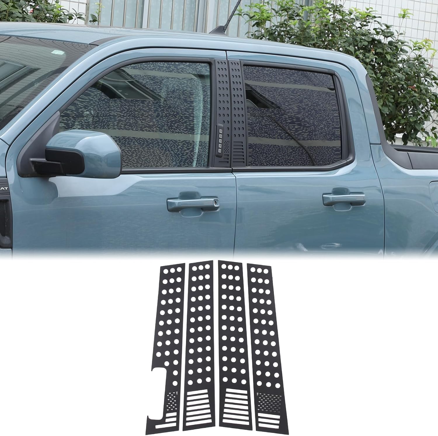 Car Door Window Centerpillar Honeycomb Trim Cover Compatible with Ford Maverick 2022-2024 Exterior Side Door Window Center Pillar Post Molding Decorative Panel Protection Aluminum Alloy Accessories