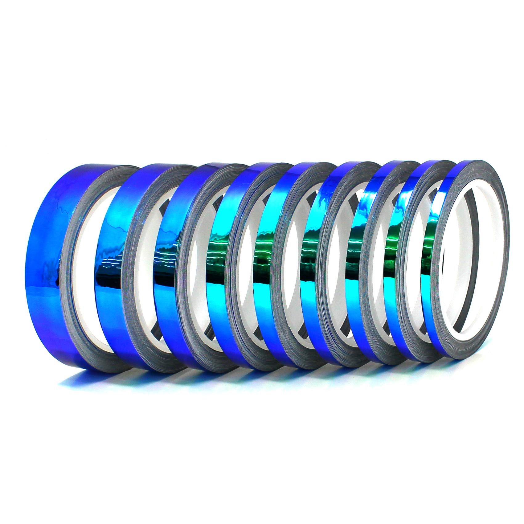 10 Meter Flip Flop Chrom Zierstreifen Basteln Effektfolie Hologramm Chameleon Auto Motorrad Modellbau Klebestreifen (FF4 Blau/Grün, 20mm Breite) - 4